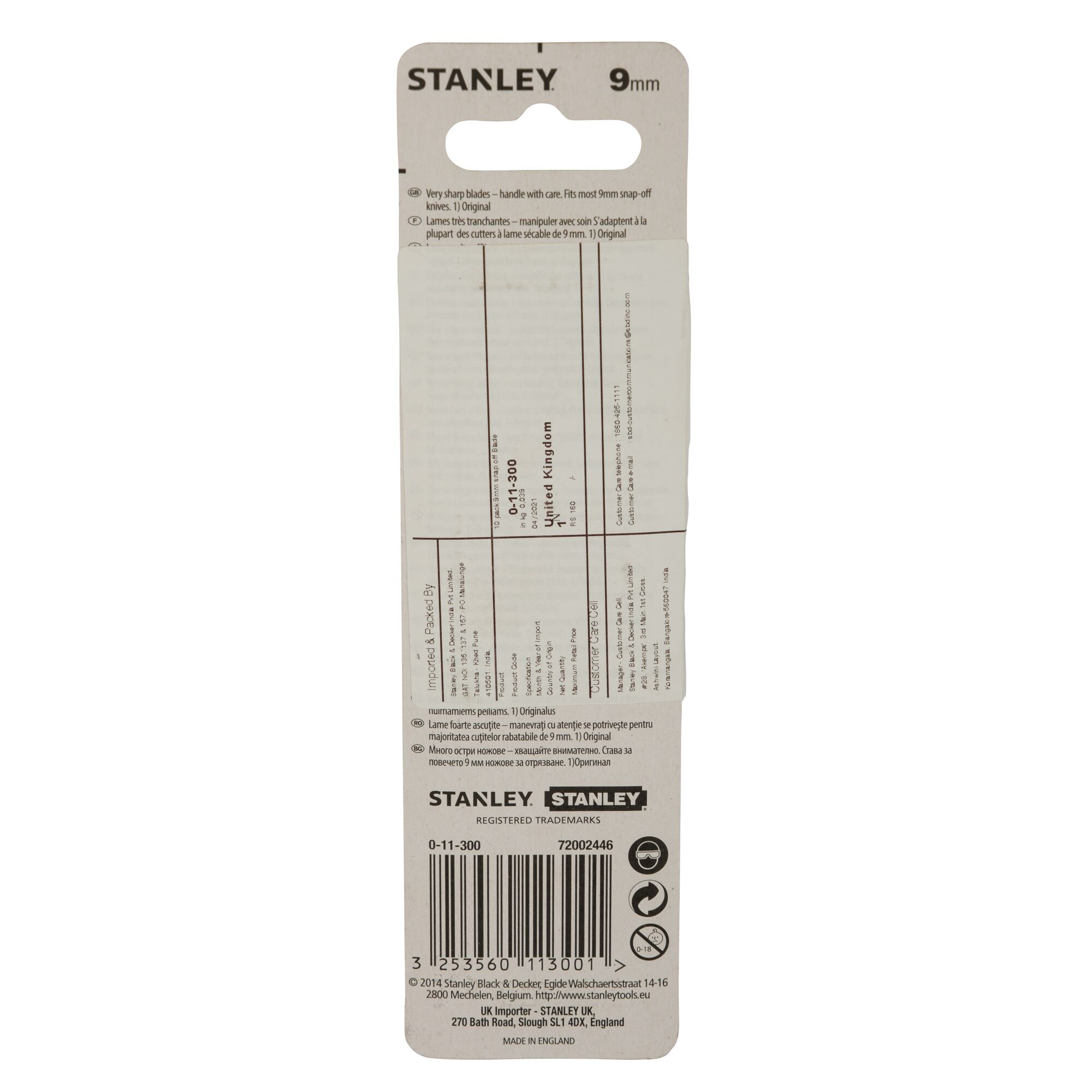 STANLEY® 9mm Snap-Off Knife Blade (10 Pk)