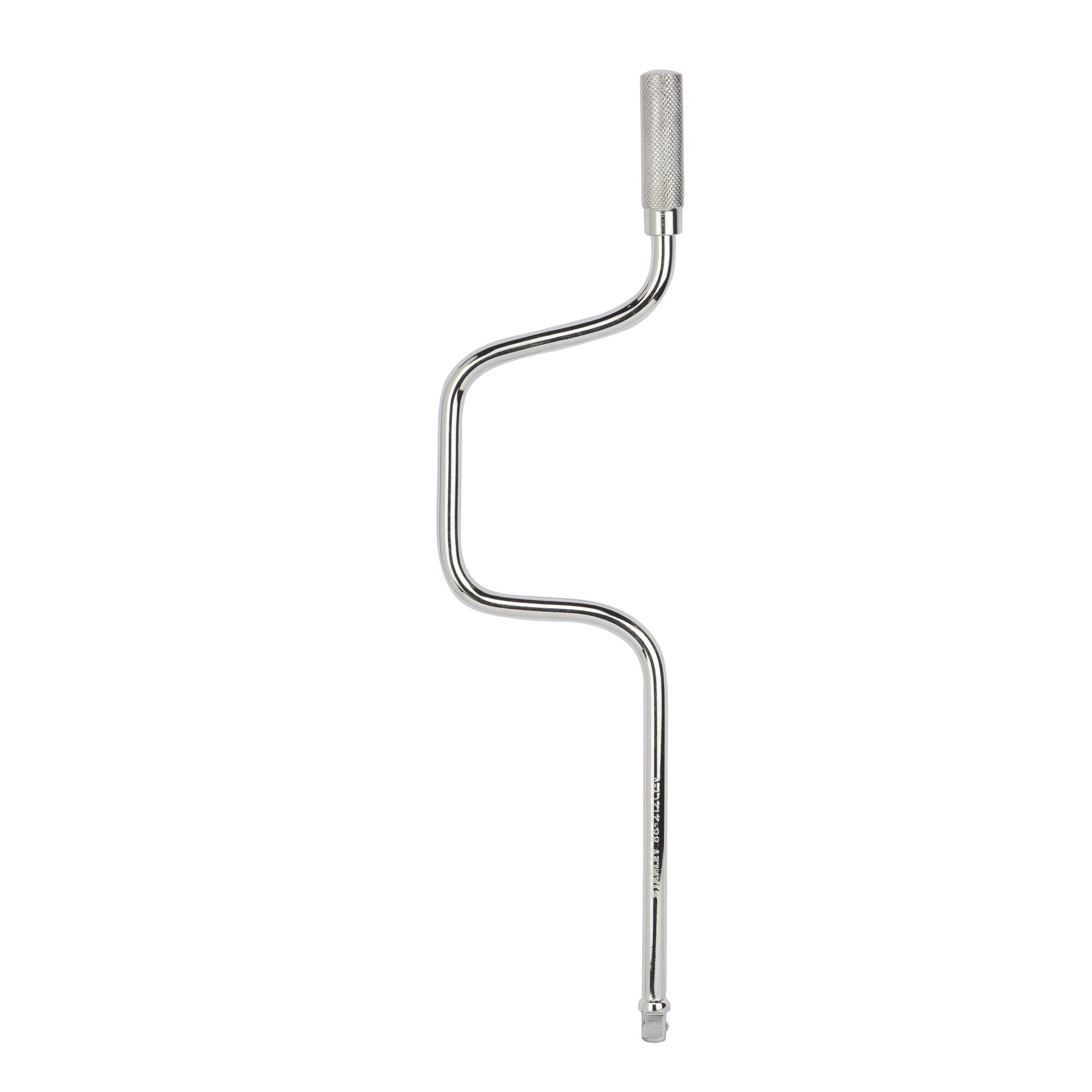 Photo of STANLEY 1-86-212 steel brace hand tool with knurled handle, angled design, front view on white background.