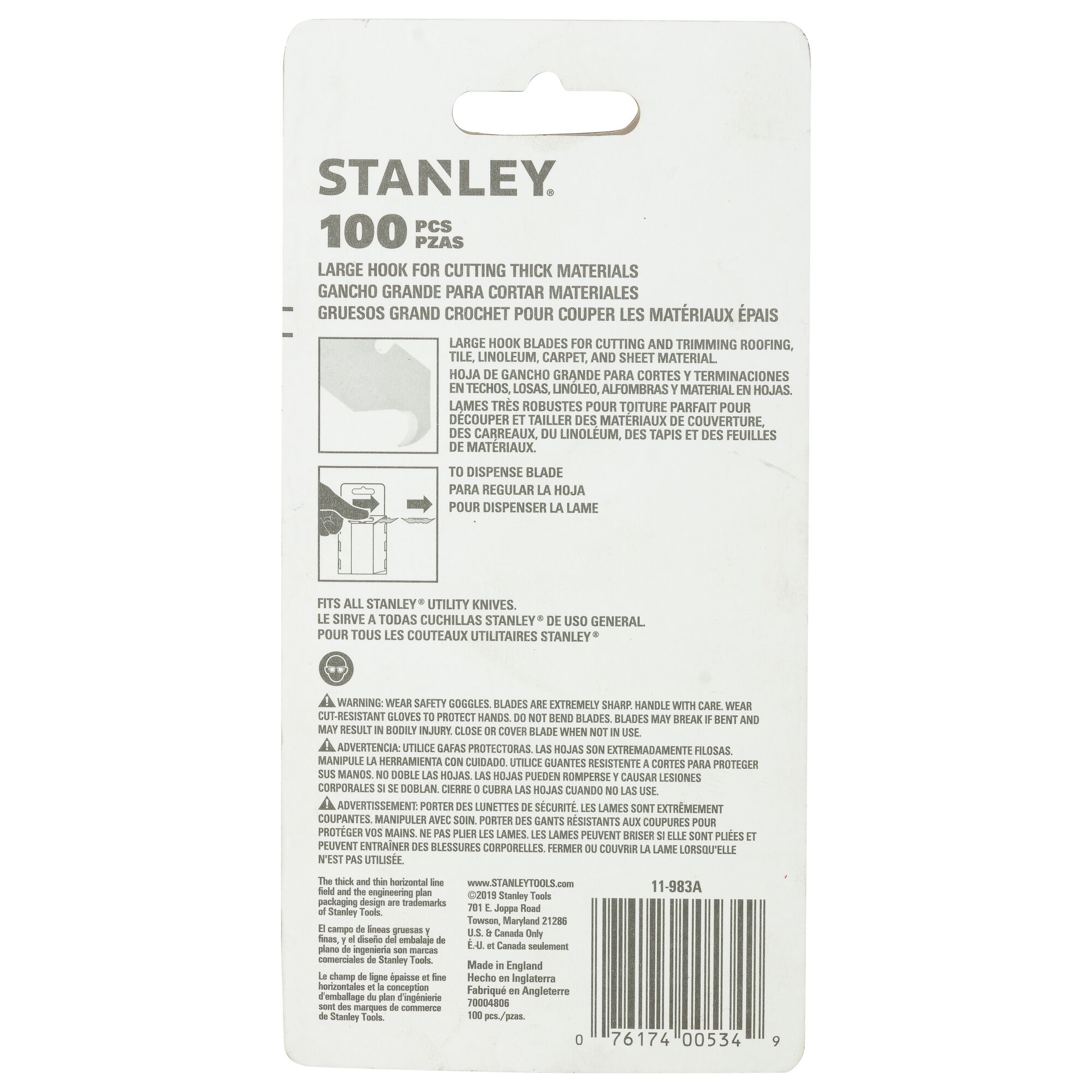 19mm Large Hook Blade Replacements (100 Pk)