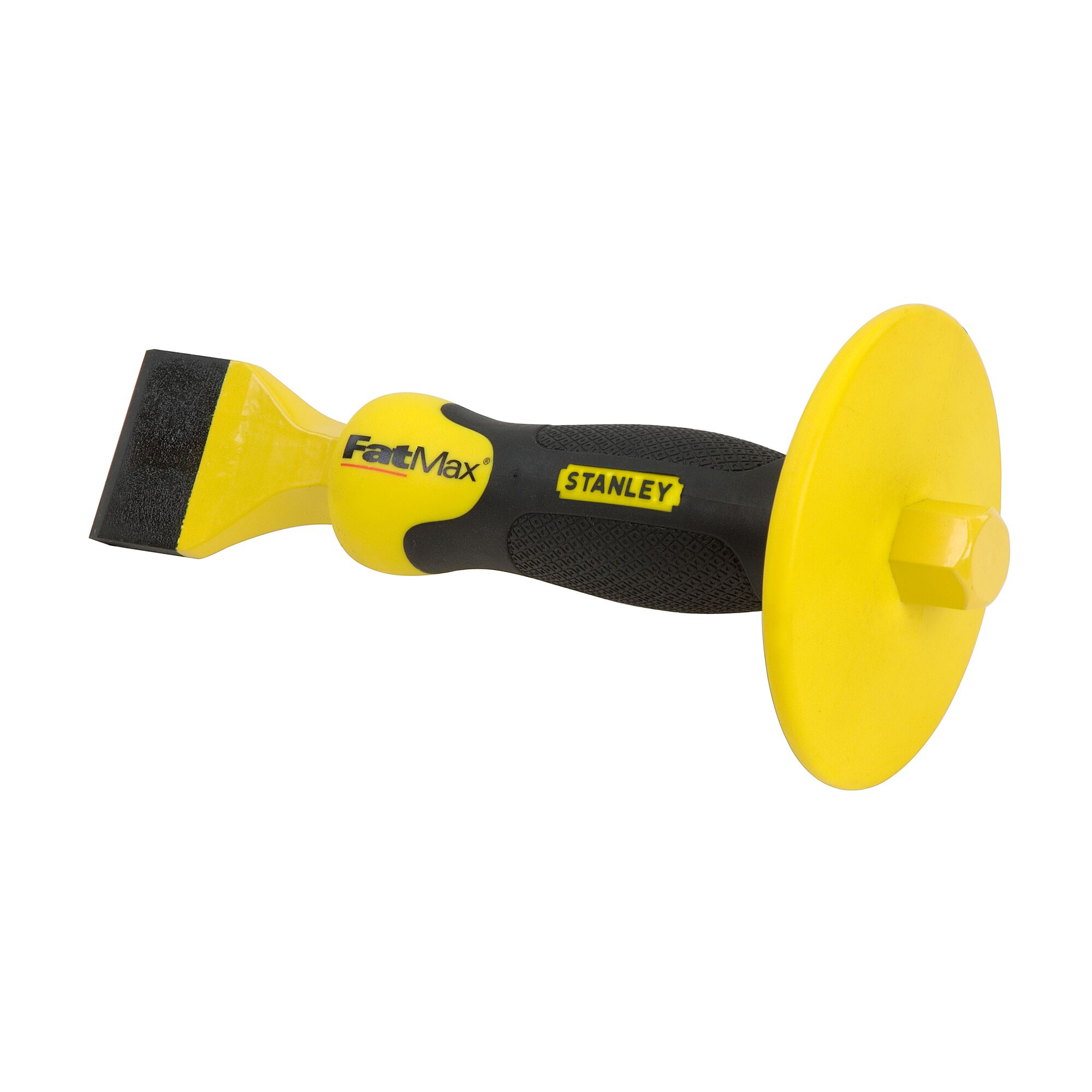 STANLEY 4-18-333 hand chisel with yellow and black handle, side view on white background.