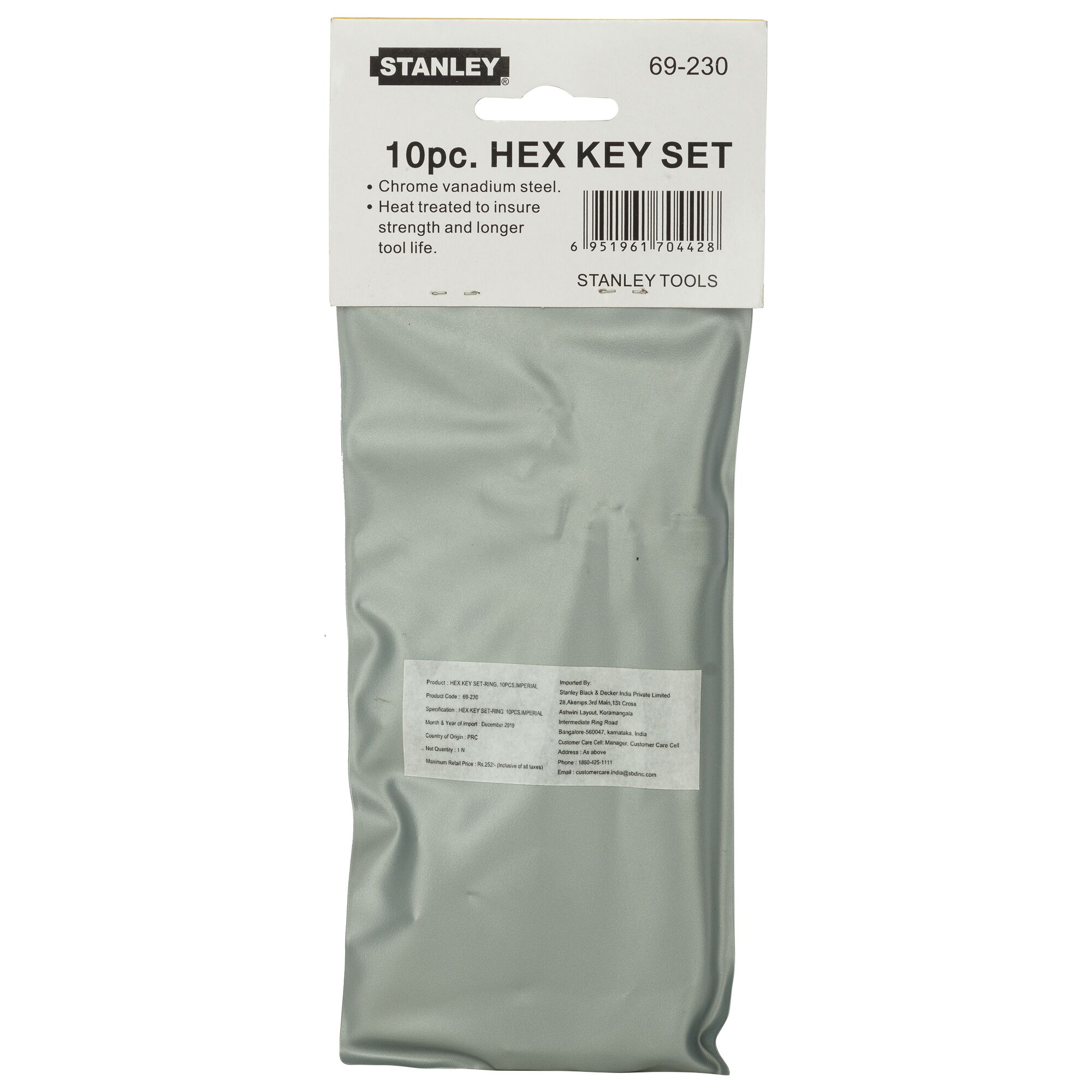 Hex Key Set-Ring, 10 Pcss, Imperial