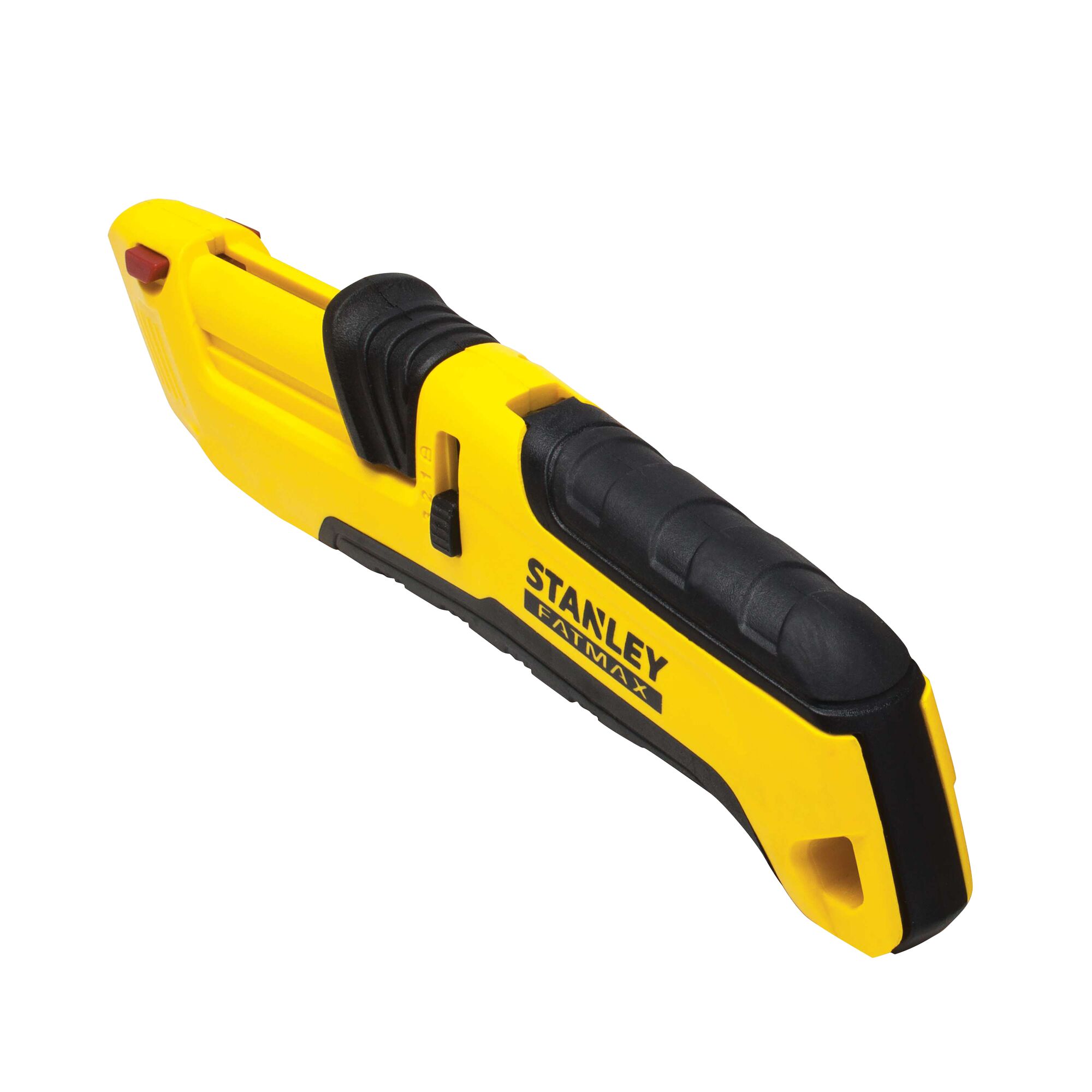 STANLEY FMHT10365-0 utility knife in yellow and black, angled right on white background.