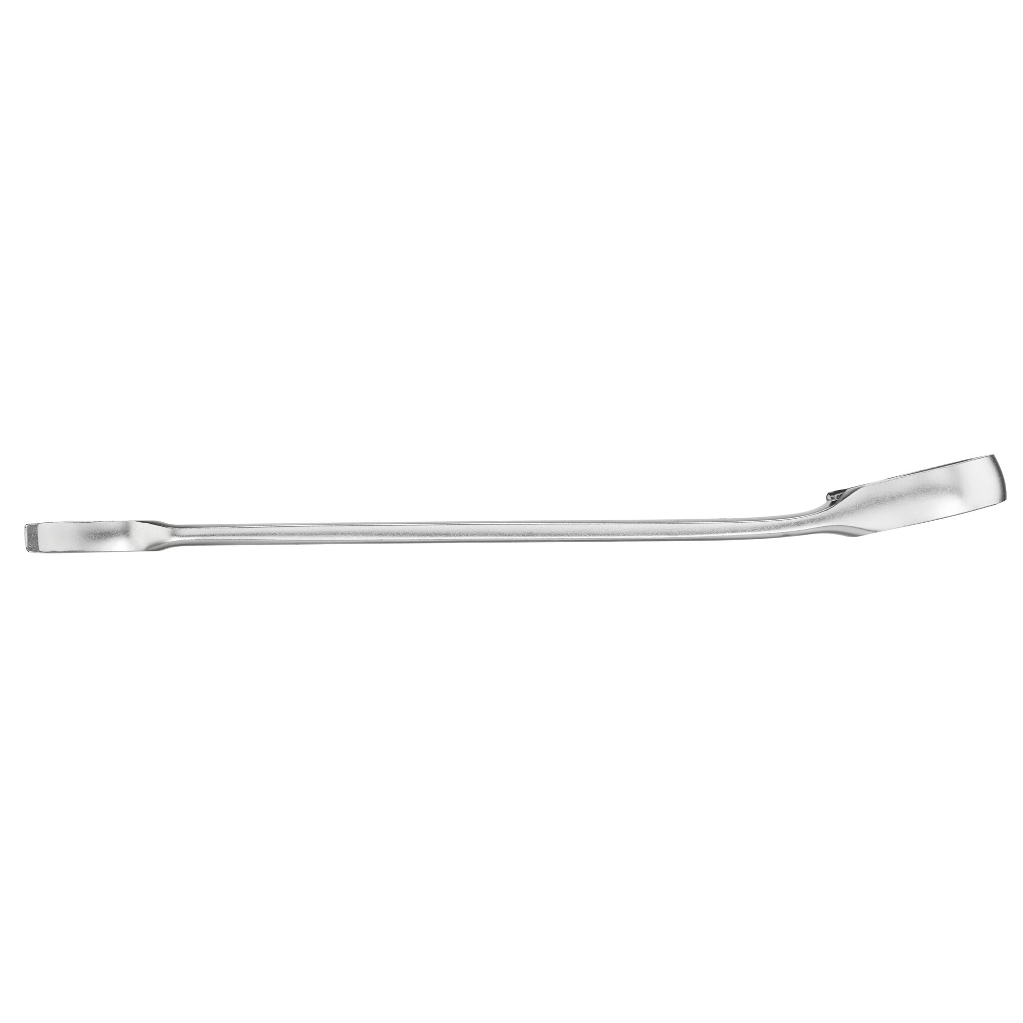 STANLEY FMMT13085-0 silver flat pry bar, photographed from side angle on white background.