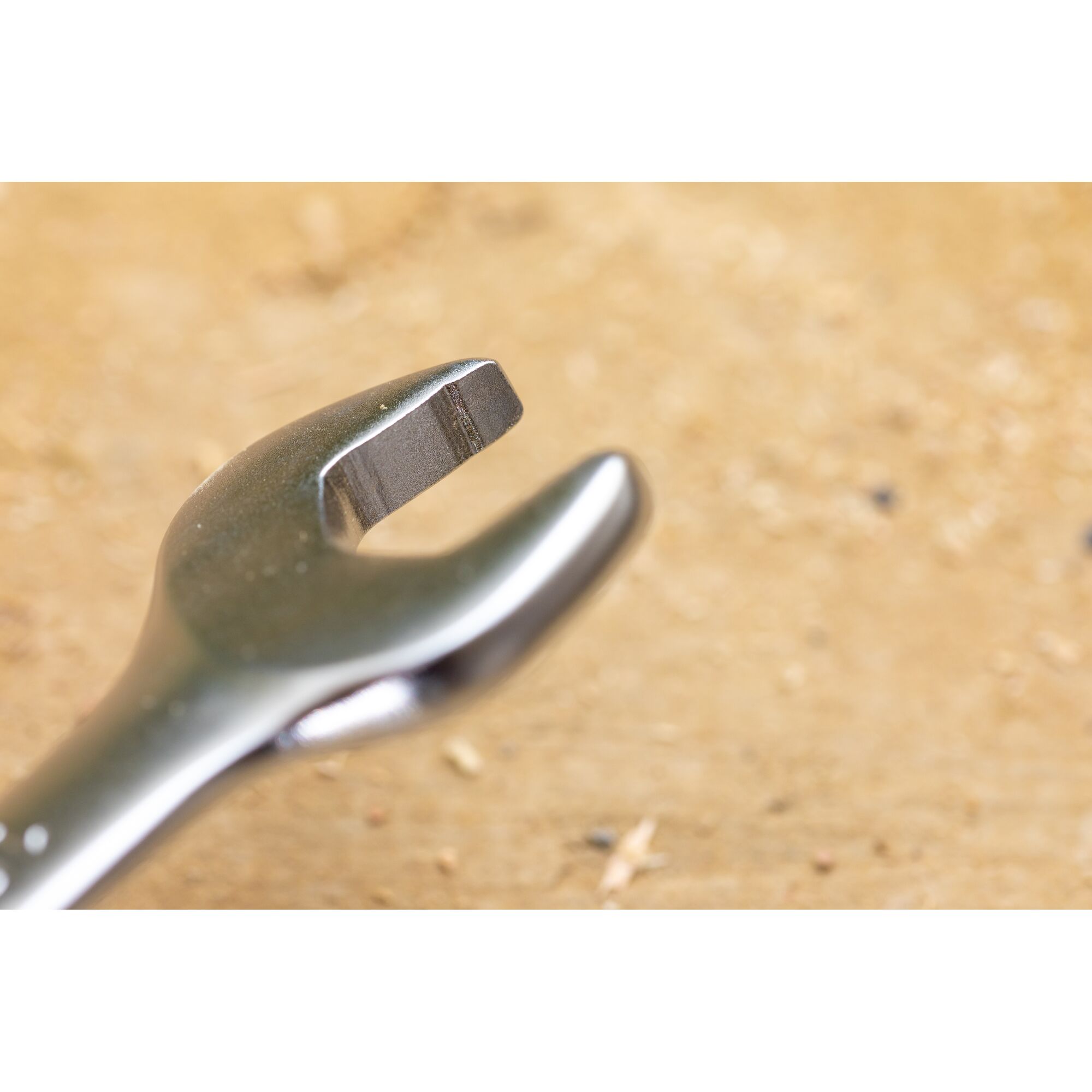 STANLEY FMMT13096-0 open-end wrench close-up, silver finish, tool photography.