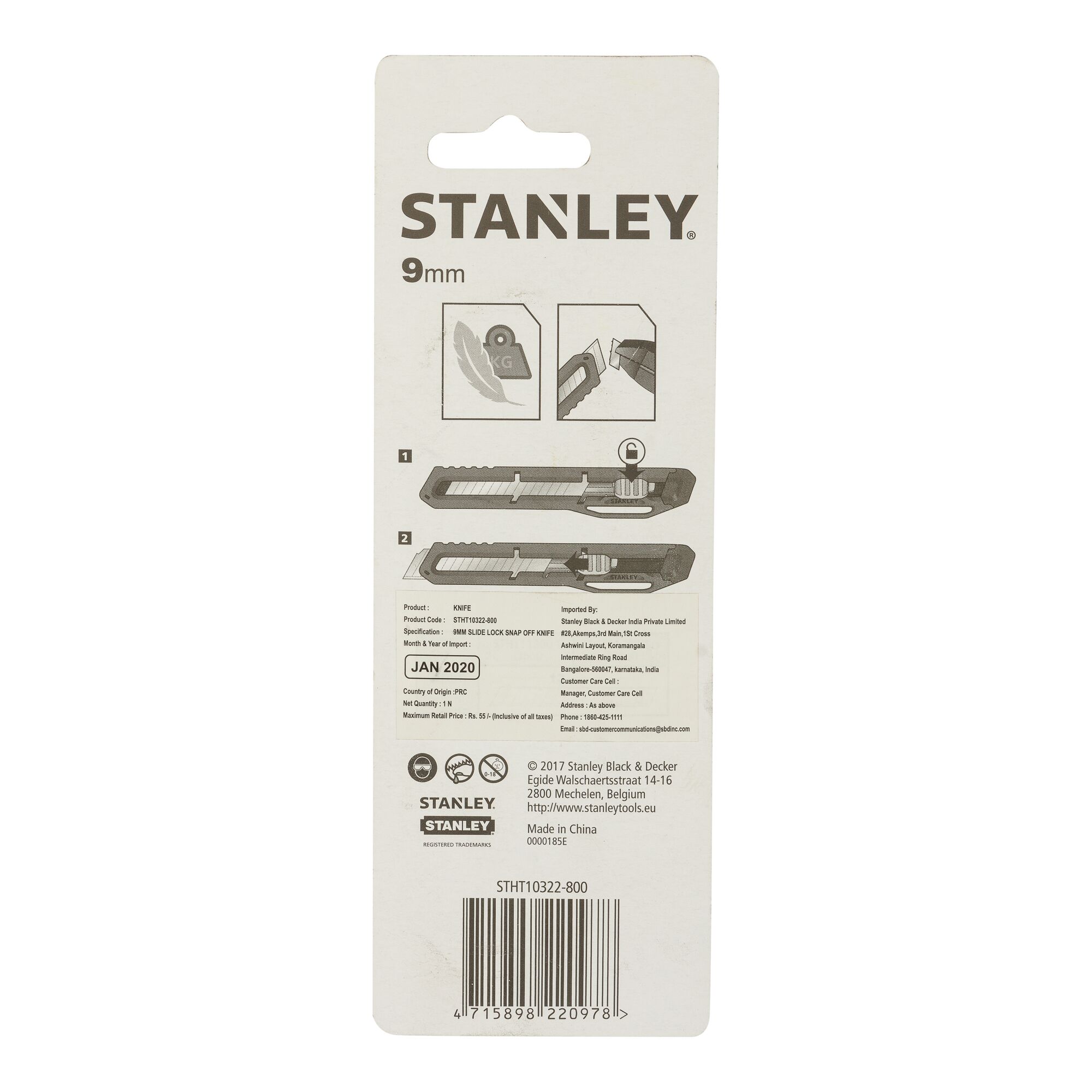 9mm Slide Lock Snap-Off Knife