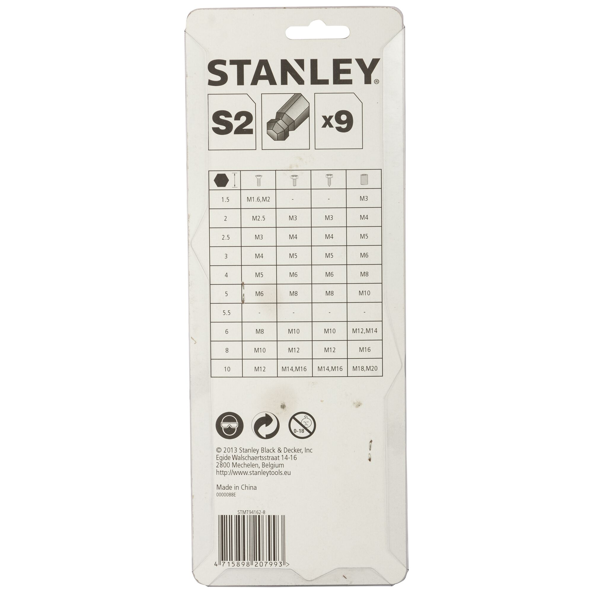 Long Spheric-Head Hex Key Set (9 pc.)